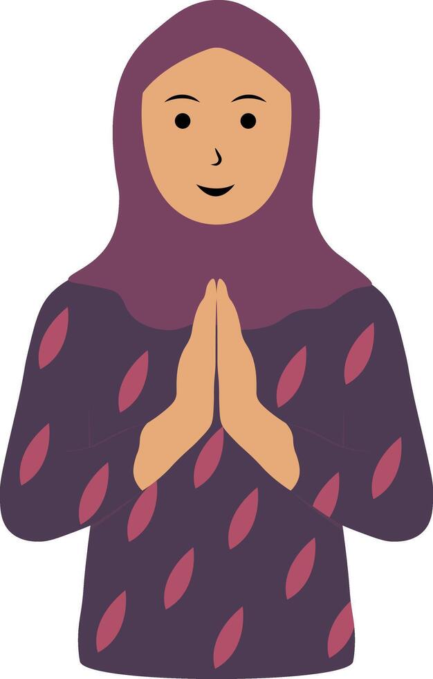 Muslim Greeting Pose Eid Character. Isolated on White Background. vector