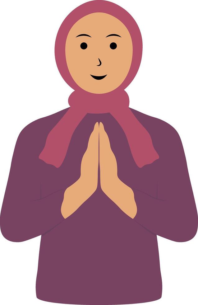 Muslim Greeting Pose Eid Character. Isolated on White Background. vector