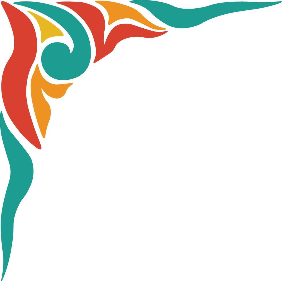 Retro Groovy Border Frame Corner with Abstract Decoration. Isolated on a White Background. vector