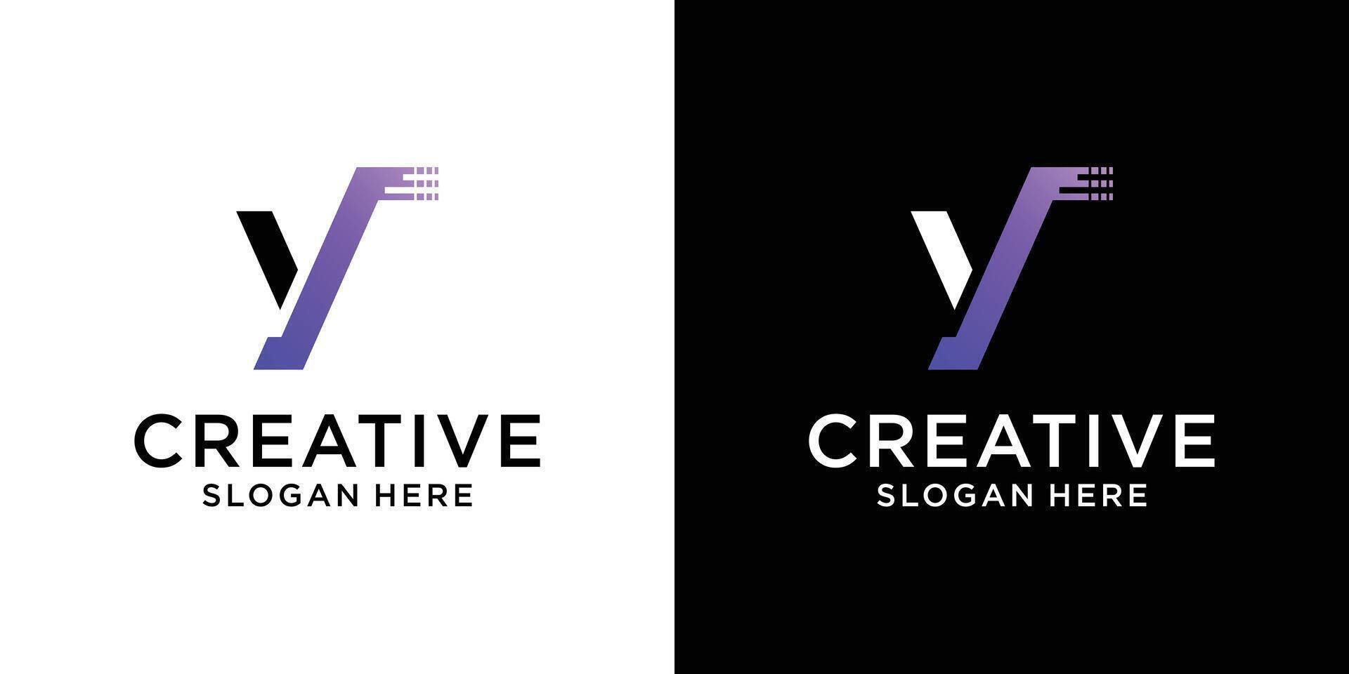 Creative initial letter technology logo design vector