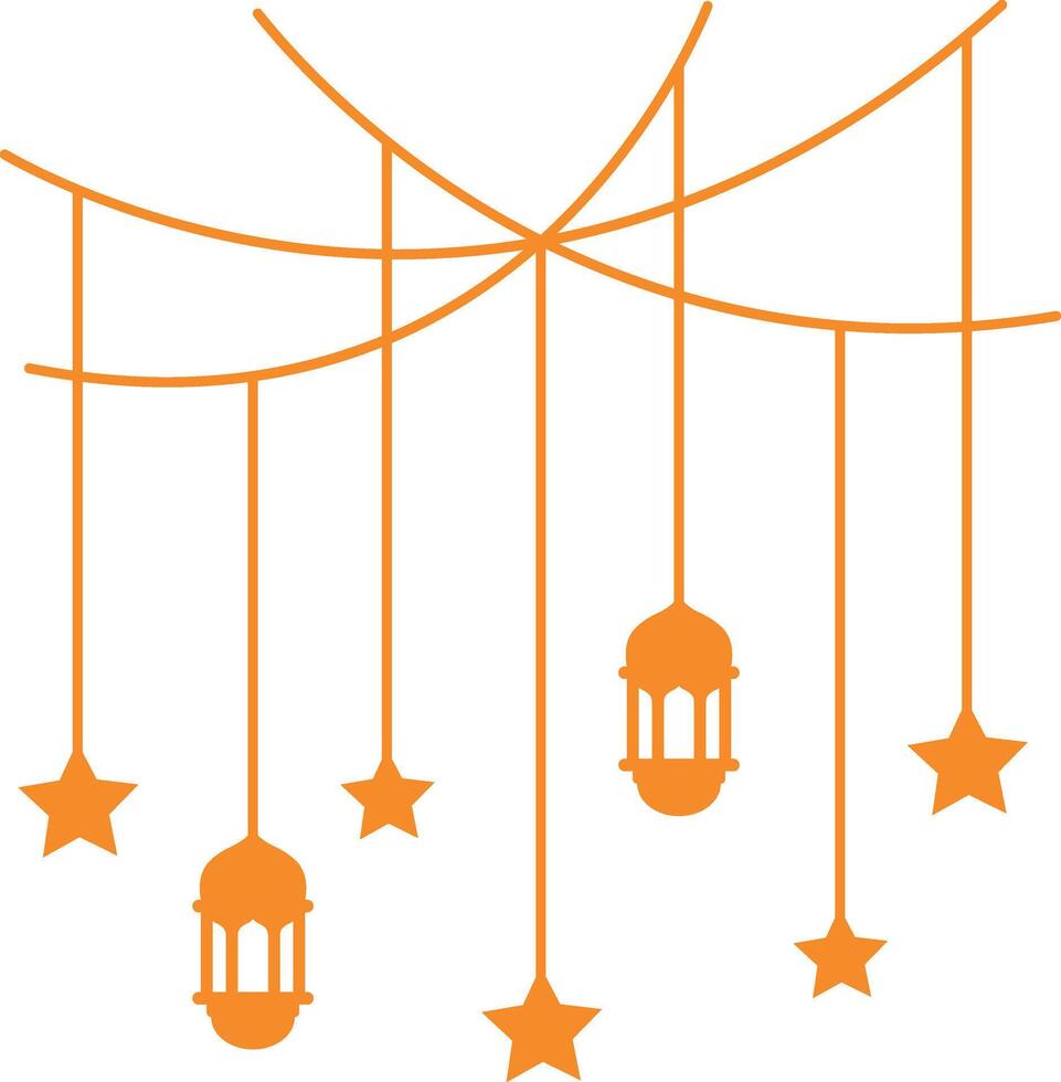 Ramadan Lantern Decoration Illustration. Isolated Islamic Oriental Garland for Background Template. vector