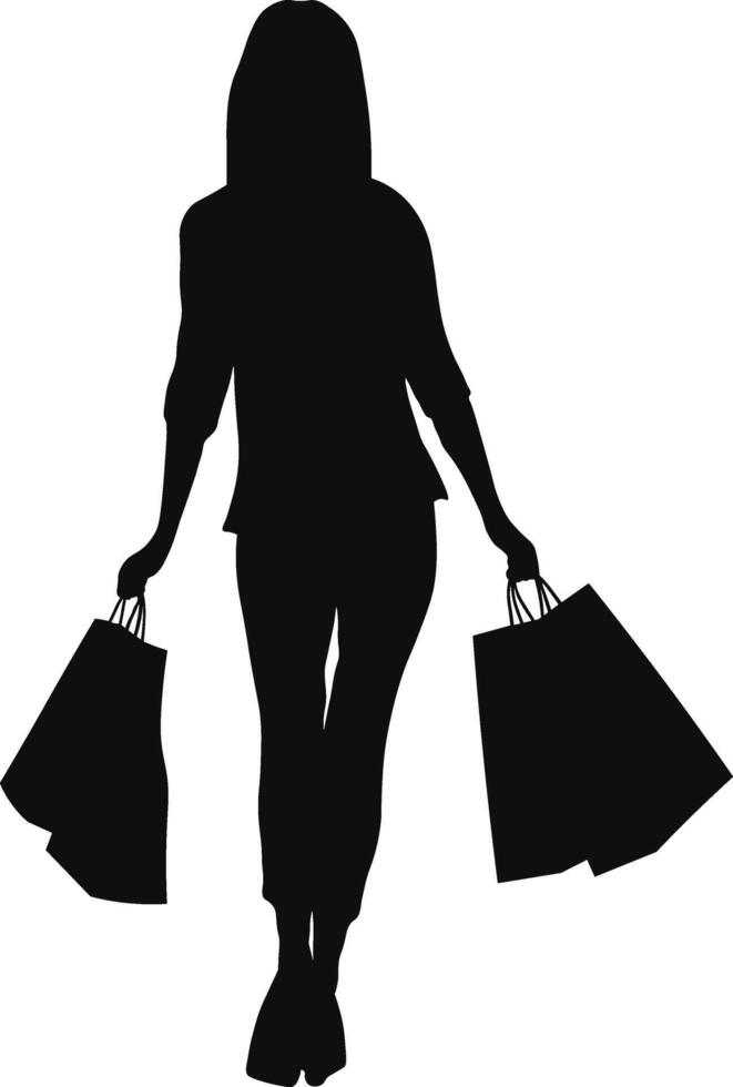 Woman Shopping Silhouette on a White Background. Isolated Illustration in Flat Style. vector