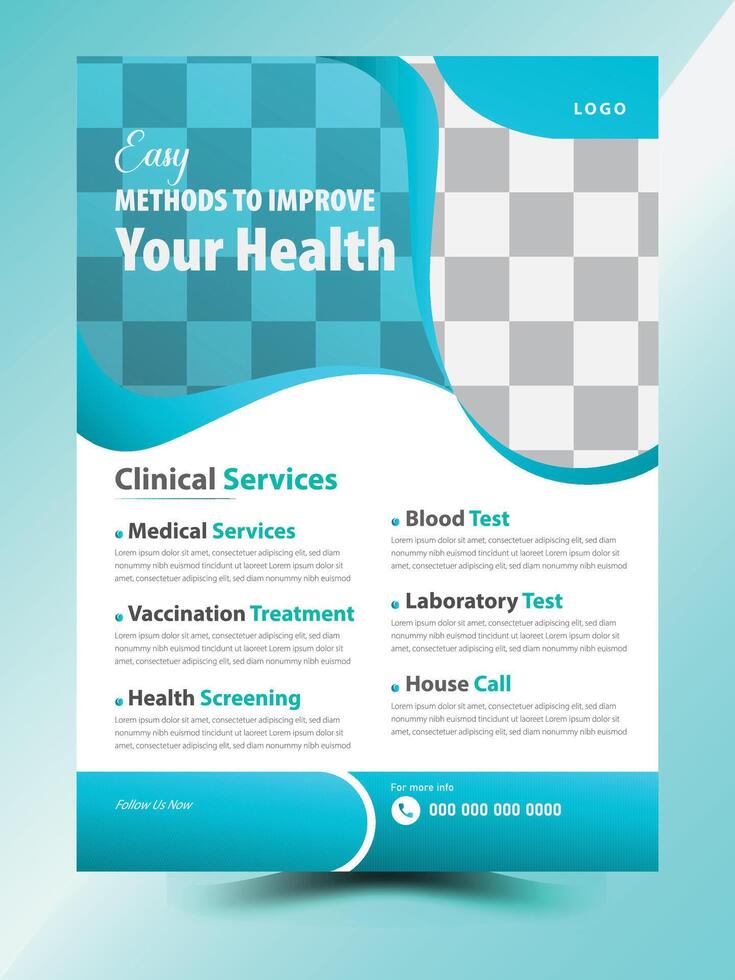 Modern medical care poster and flyer template design vector
