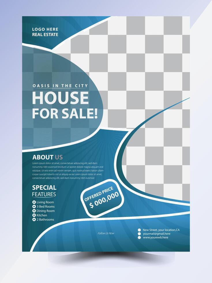 Real estate home for sale or Flyer Design Template Free vector