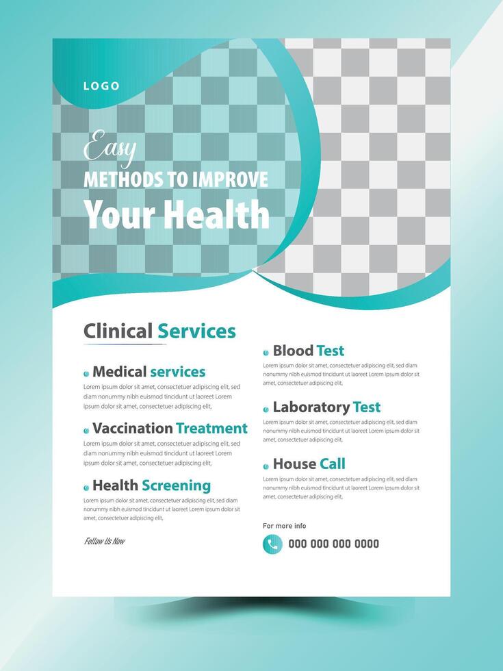 Modern medical care poster and flyer template design vector
