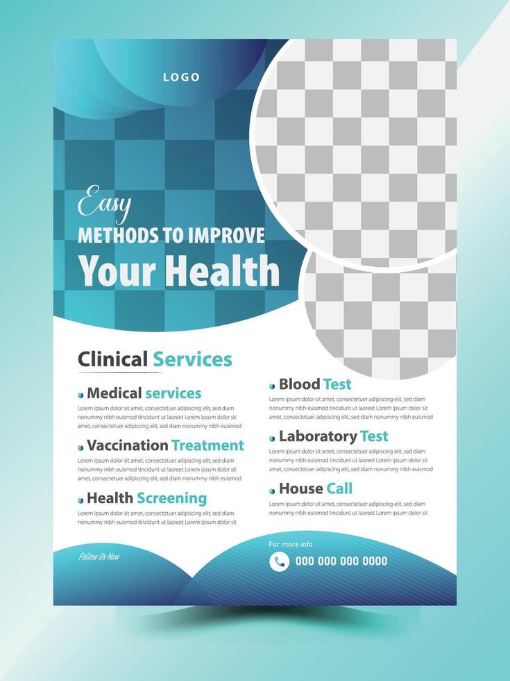 Modern medical care poster and flyer template design vector