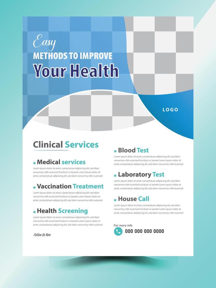 Modern medical care poster and flyer template design vector