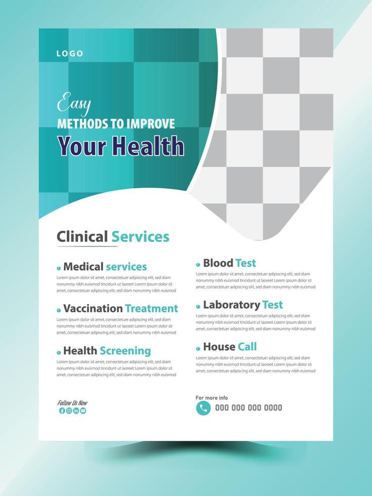 Modern medical care poster and flyer template design vector
