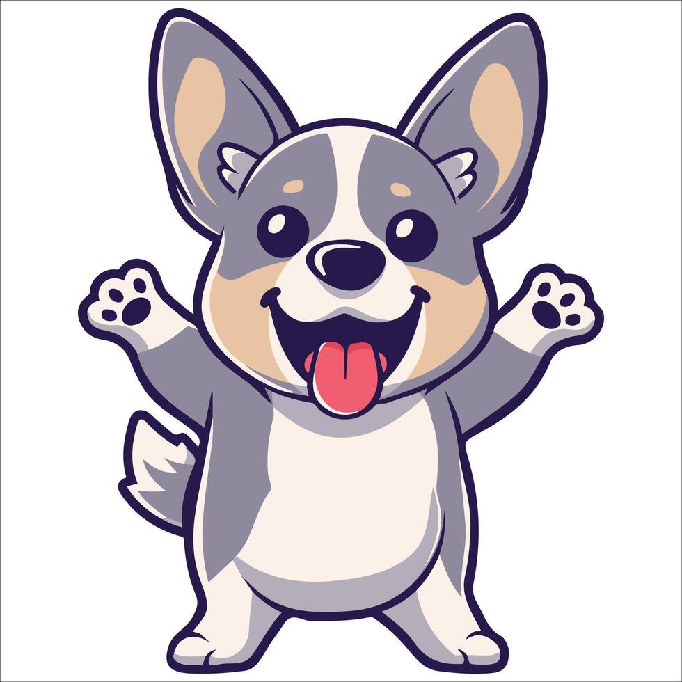 A Swedish Vallhund Dog dancing with joy and confidence - Dog Cartoon isolated illustration vector