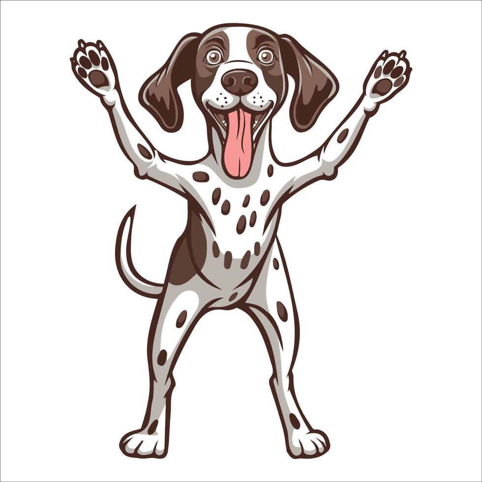 A German Shorthaired Pointer Dog dancing with joy and confidence - Dog Cartoon isolated illustration vector