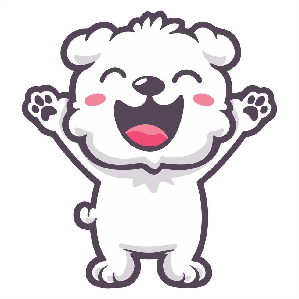 A Kuvasz Dog dancing with joy and confidence - Dog Cartoon isolated illustration vector