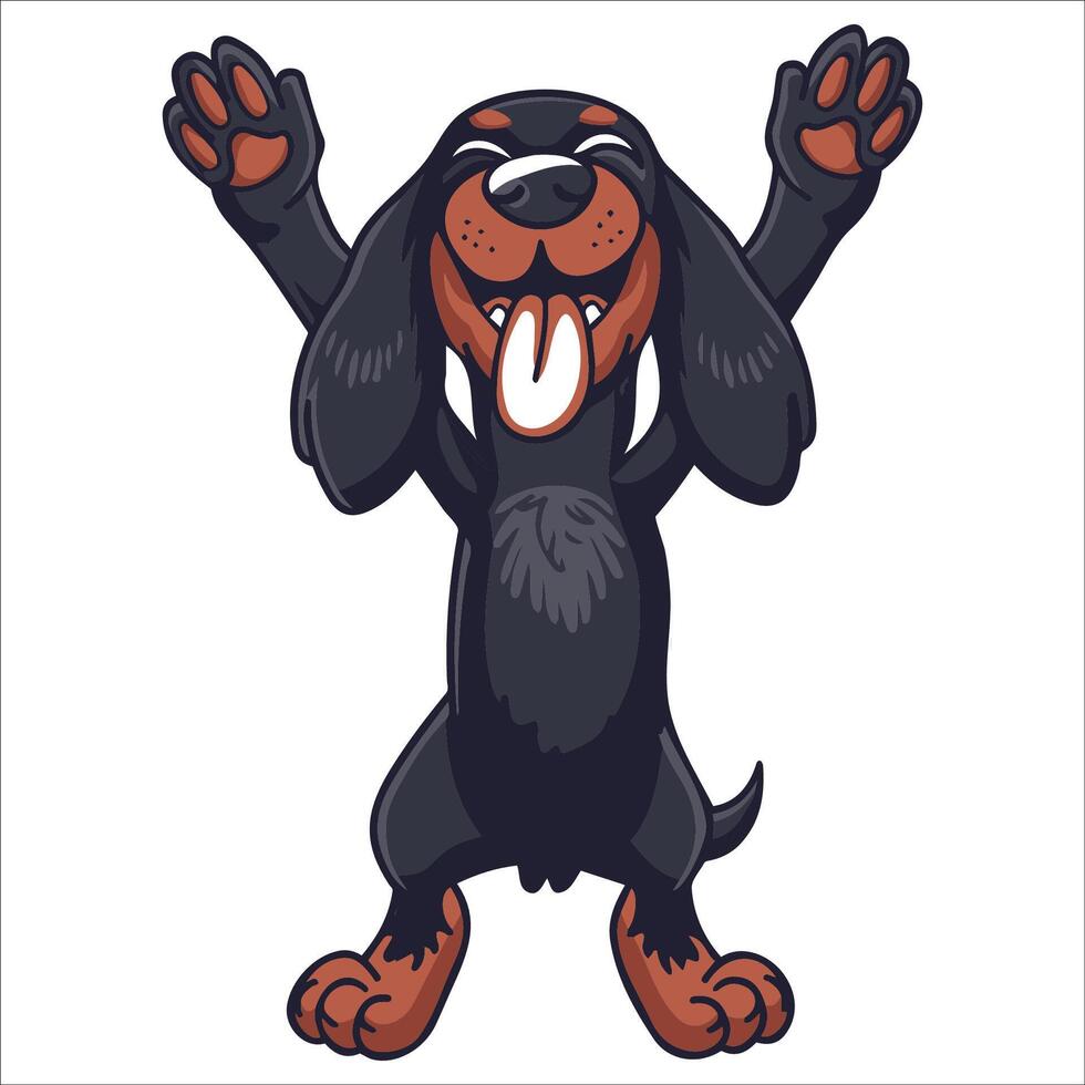 A Gordon Setter Dog dancing with joy and confidence - Dog Cartoon isolated illustration vector