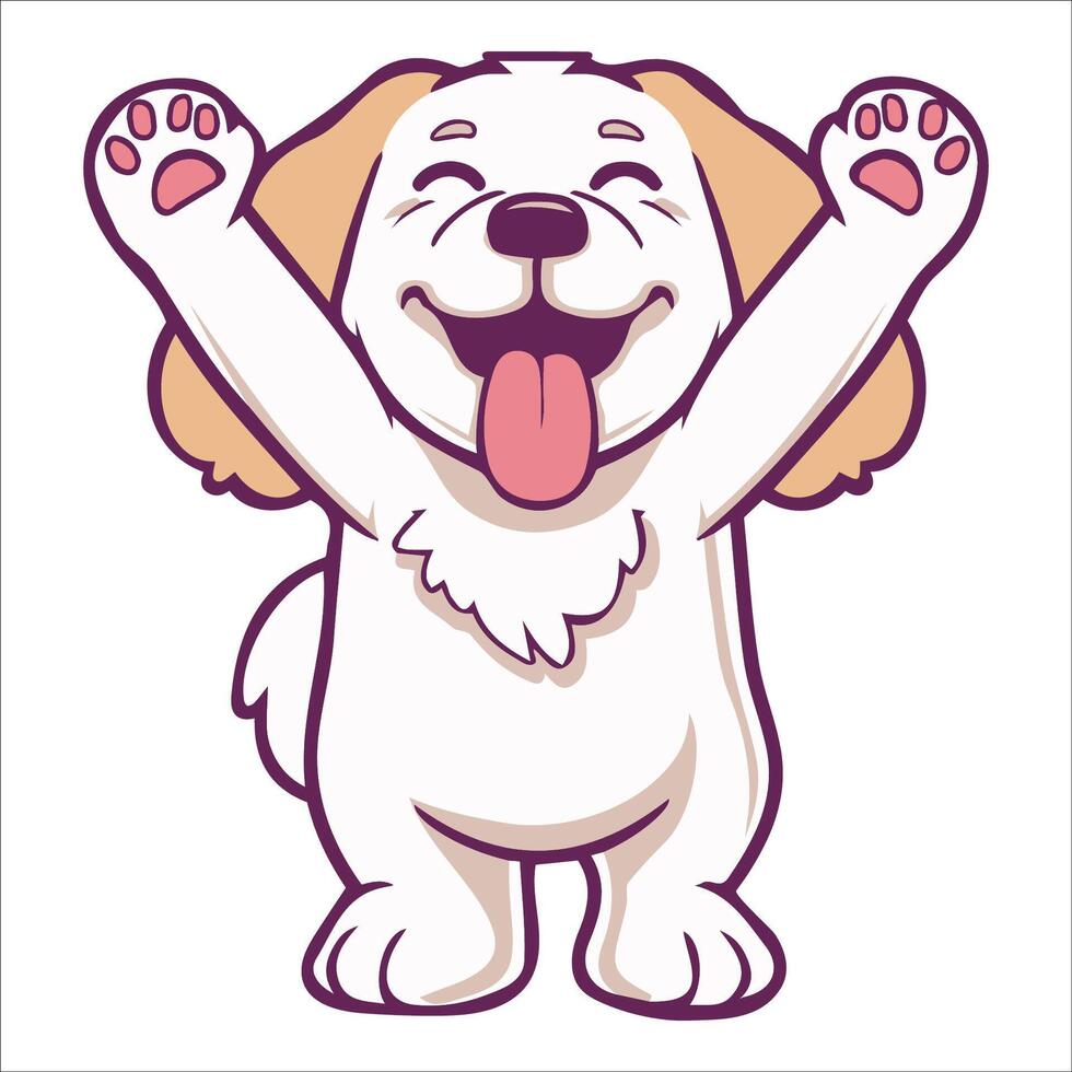 A Clumber Spaniel Dog dancing with joy and confidence - Dog Cartoon isolated illustration vector