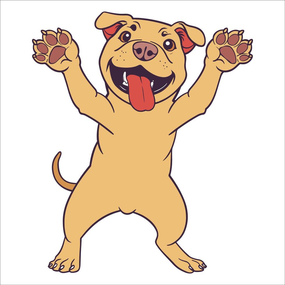 A Staffordshire Bull Terrier Dog dancing with joy and confidence - Dog Cartoon isolated illustration vector