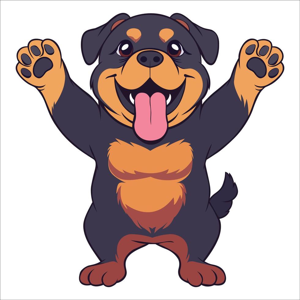 A Rottweiler Dog dancing with joy and confidence - Dog Cartoon isolated illustration vector