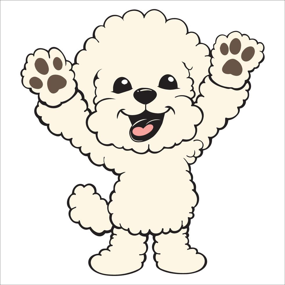 A Poodle Dog dancing with joy and confidence - Dog Cartoon isolated illustration vector