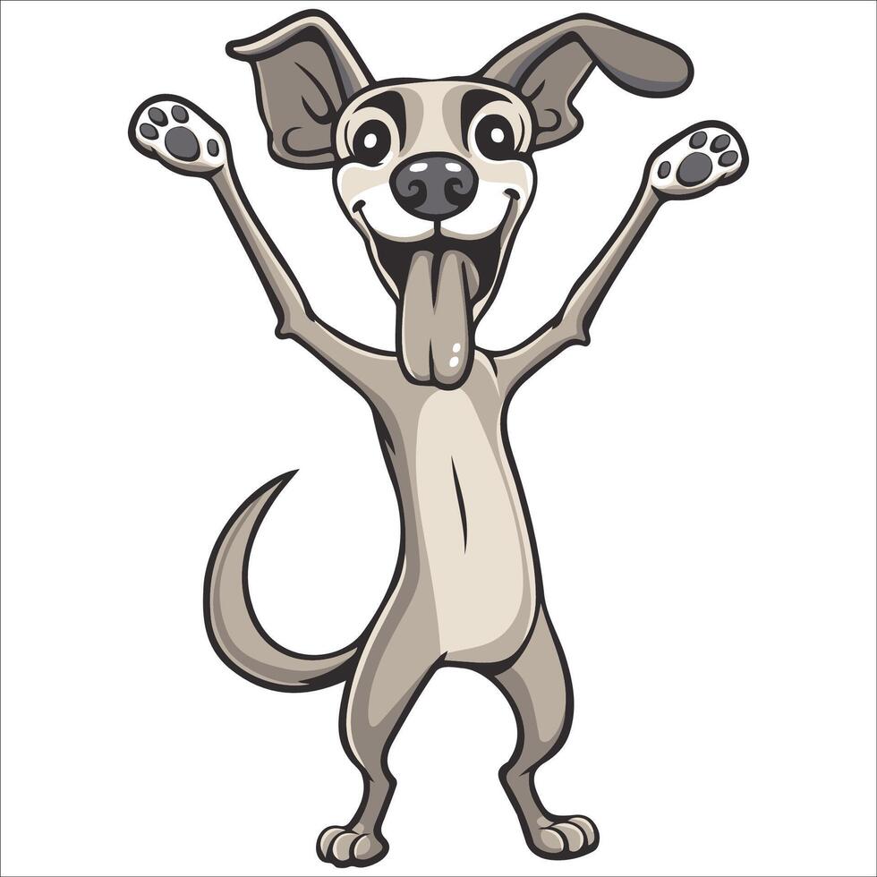 A Whippet Dog dancing with joy and confidence - Dog Cartoon isolated illustration vector