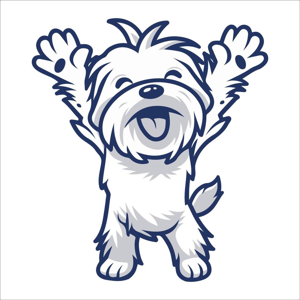 A Havanese Dog dancing with joy and confidence - Dog Cartoon isolated illustration vector