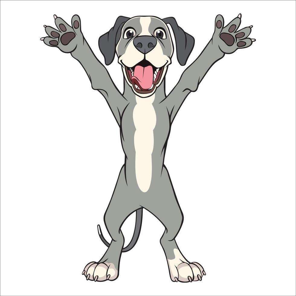 A Great Dane Dog dancing with joy and confidence - Dog Cartoon isolated illustration vector