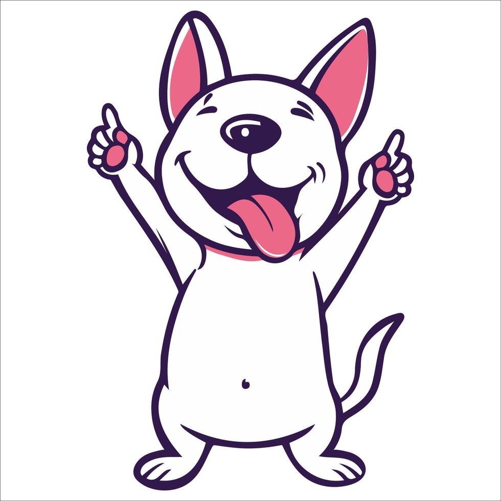 A Bull Terrier Dog dancing with joy and confidence - Dog Cartoon isolated illustration vector