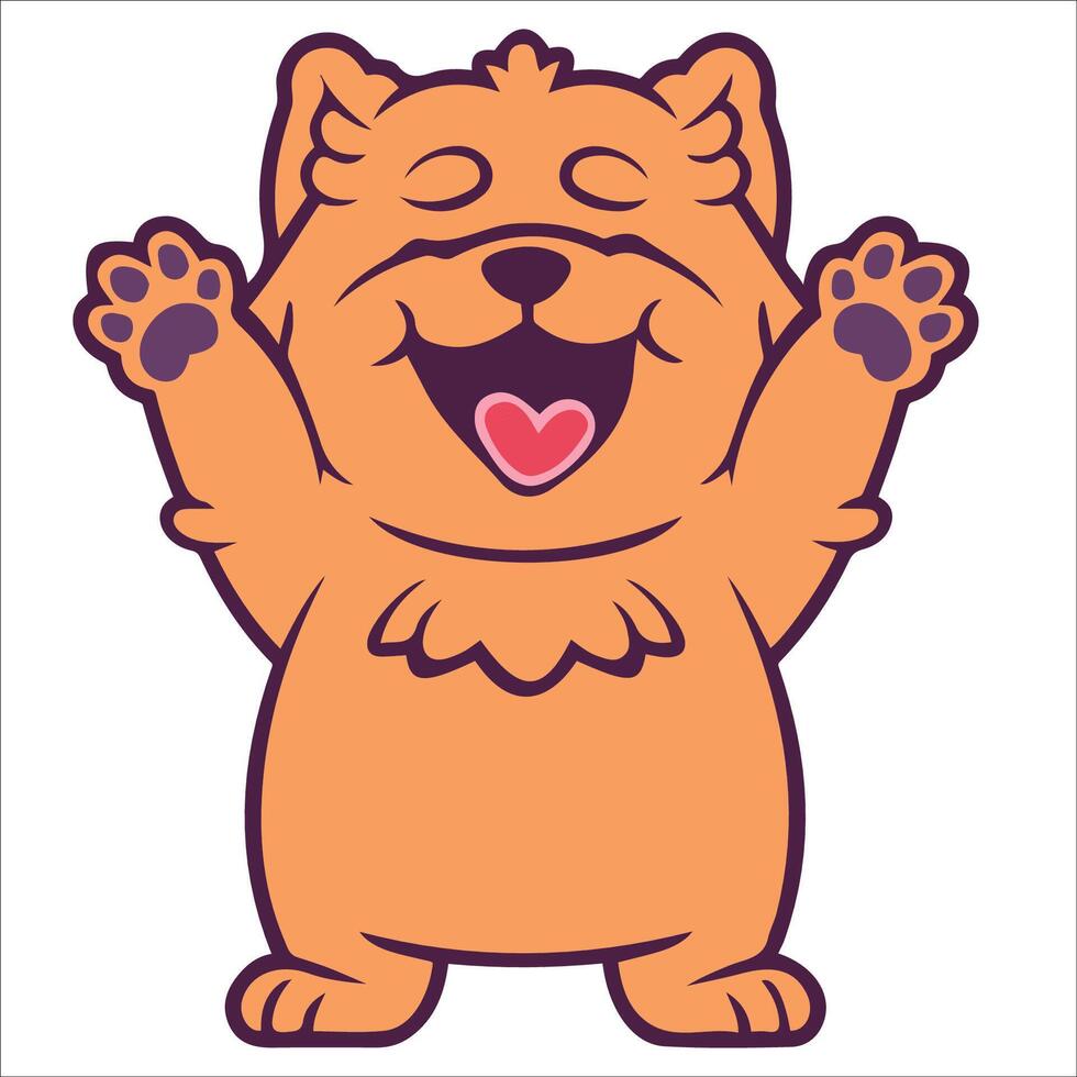 A Chow Chow Dog dancing with joy and confidence - Dog Cartoon isolated illustration vector