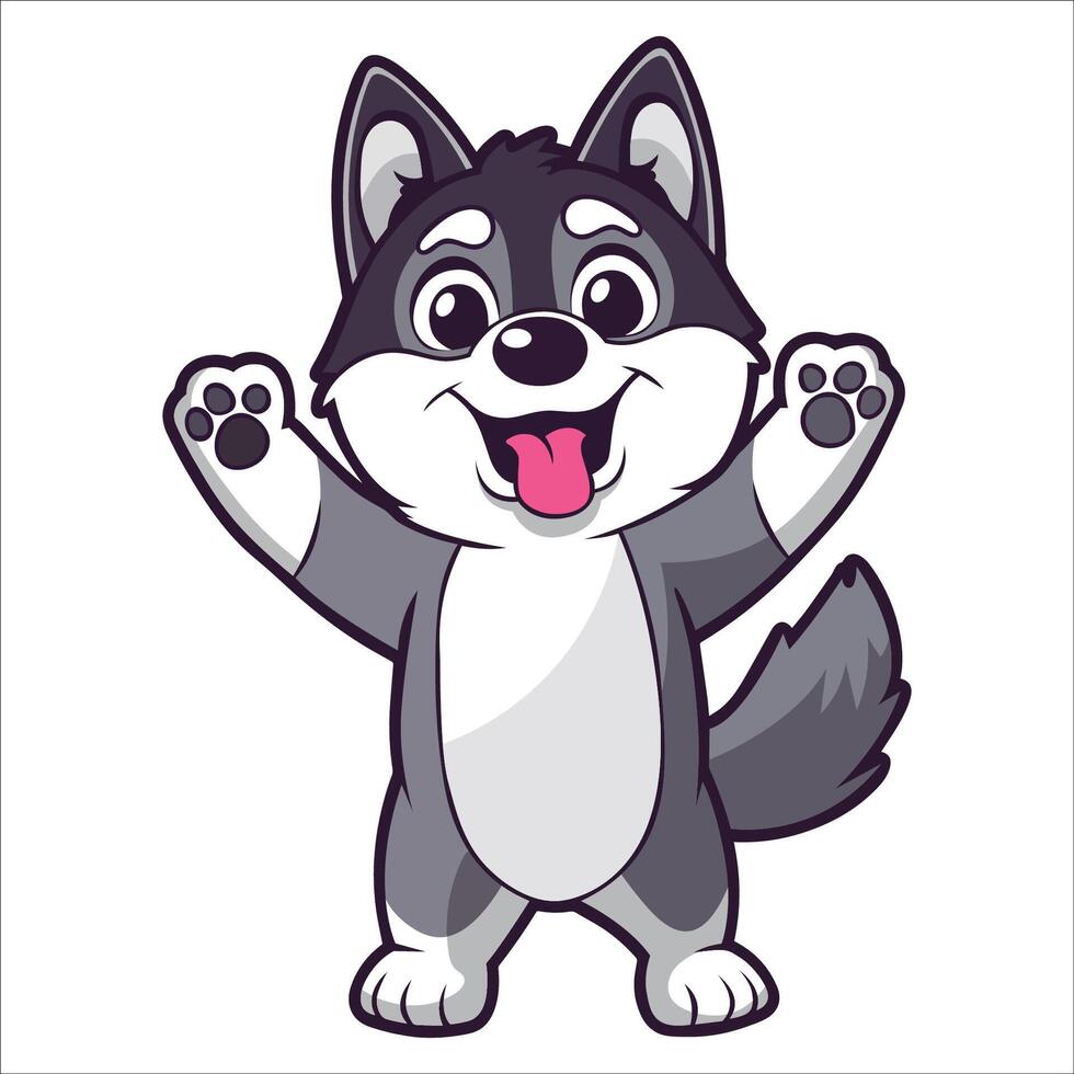 A Siberian Husky Dog dancing with joy and confidence - Dog Cartoon isolated illustration vector