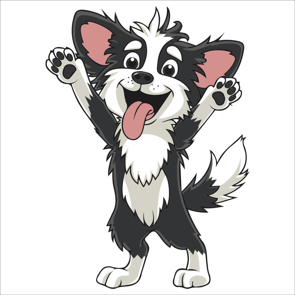 A Collie Dog dancing with joy and confidence - Dog Cartoon isolated illustration vector