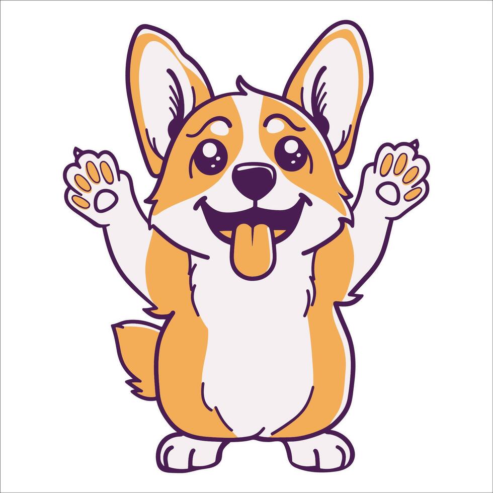 A Welsh Corgi Dog dancing with joy and confidence - Dog Cartoon isolated illustration vector