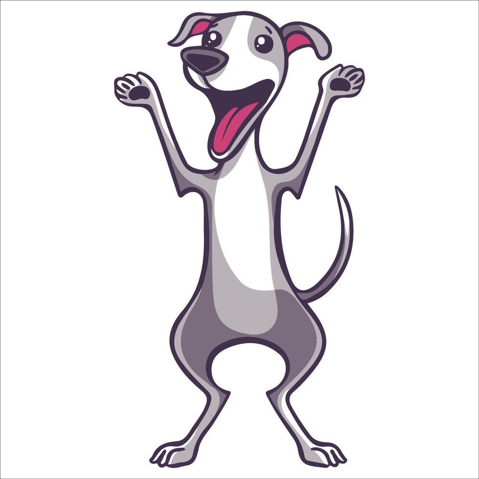 A Greyhound Dog dancing with joy and confidence - Dog Cartoon isolated illustration vector