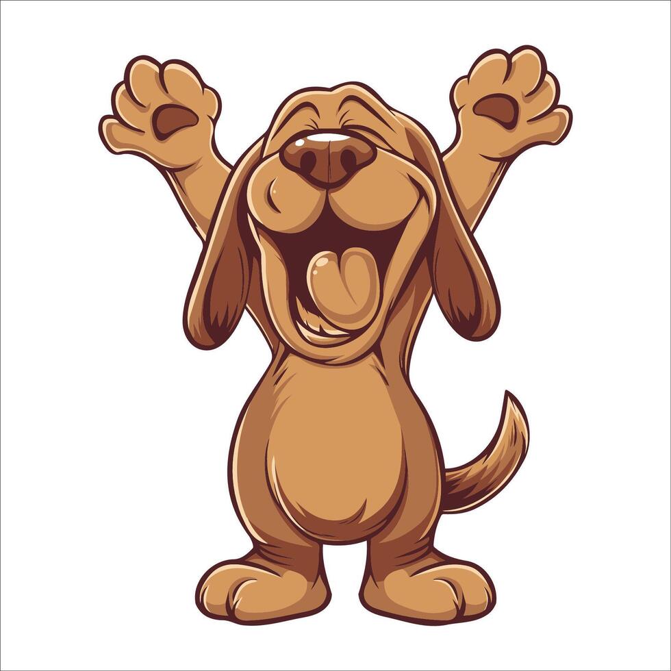 A Bloodhound Dog dancing with joy and confidence - Dog Cartoon isolated illustration vector