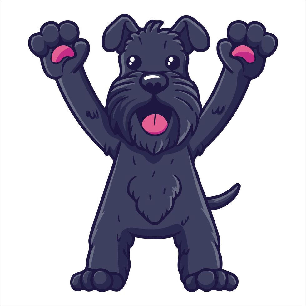 A Kerry Blue Terrier Dog dancing with joy and confidence - Dog Cartoon isolated illustration vector