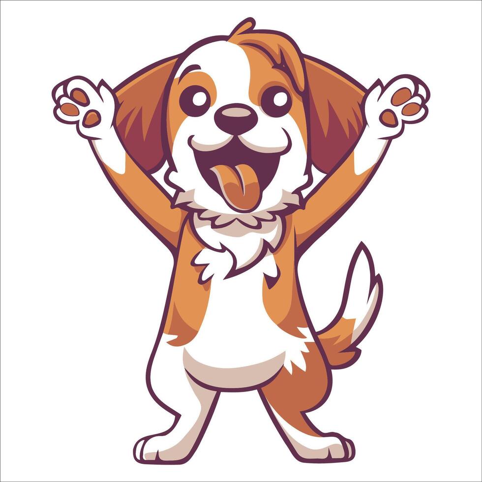 A Brittany Spaniel Dog dancing with joy and confidence - Dog Cartoon isolated illustration vector