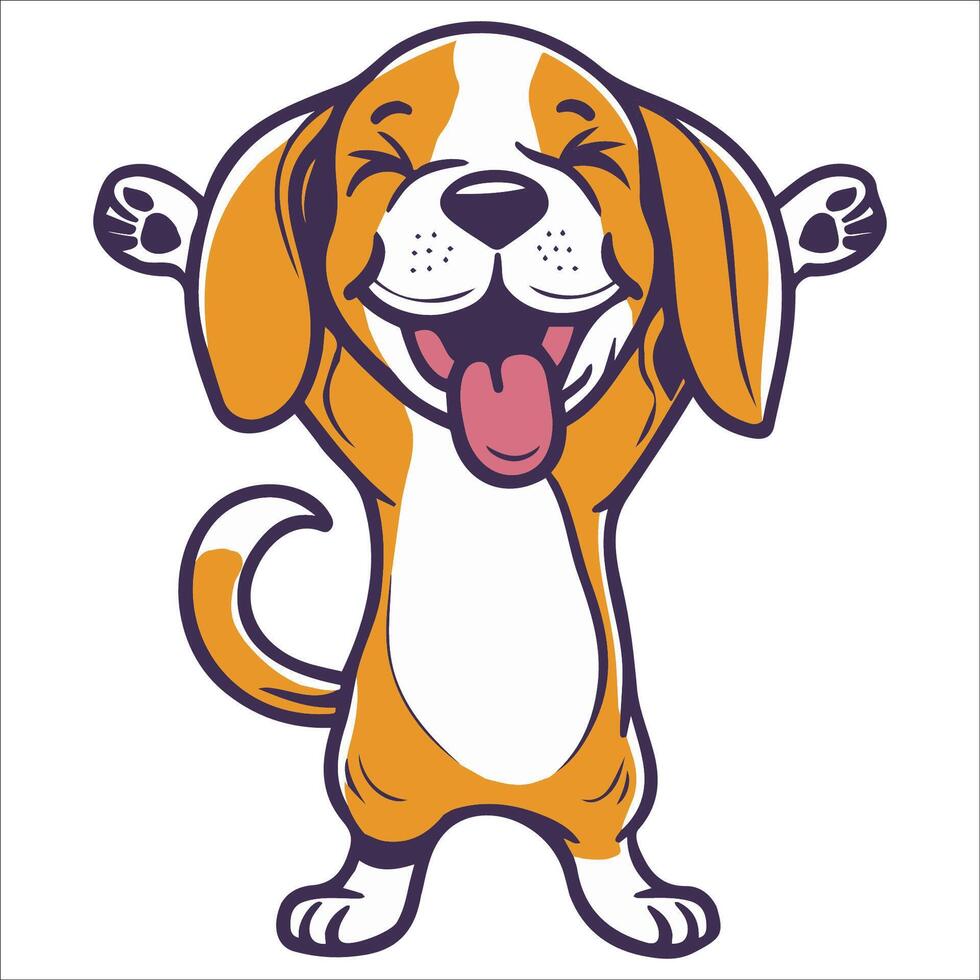 A English Foxhound Dog dancing with joy and confidence - Dog Cartoon isolated illustration vector