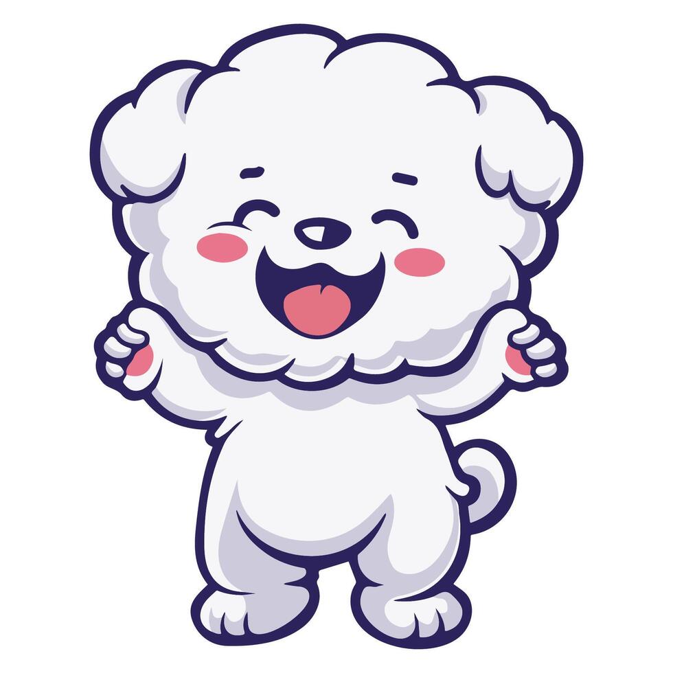A Bichon Frise Dog dancing with joy and confidence - Dog Cartoon isolated illustration vector