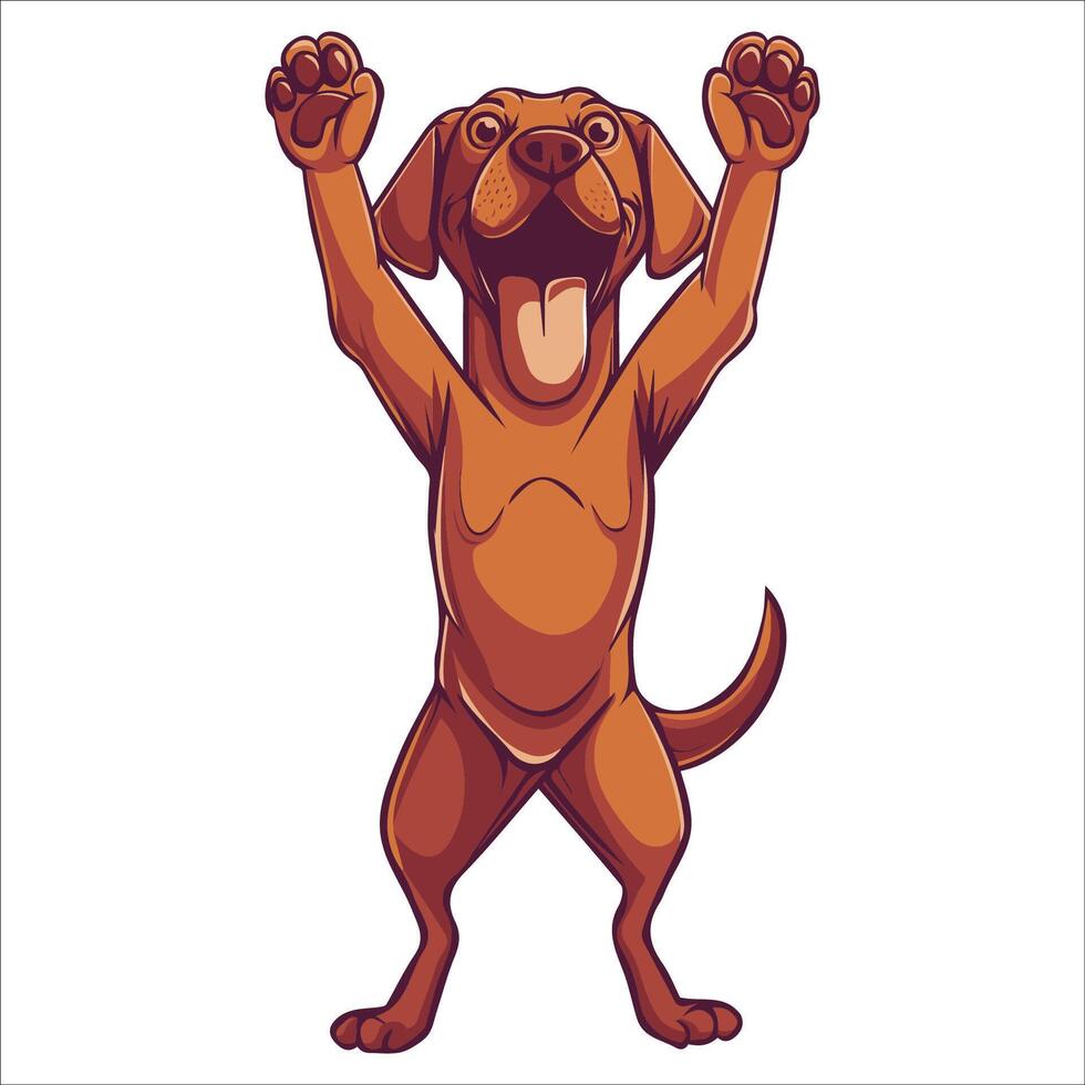 A Rhodesian Ridgeback Dog dancing with joy and confidence - Dog Cartoon isolated illustration vector