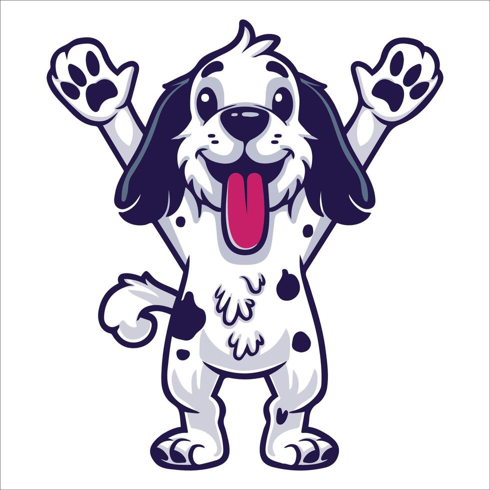 A English Setter Dog dancing with joy and confidence - Dog Cartoon isolated illustration vector