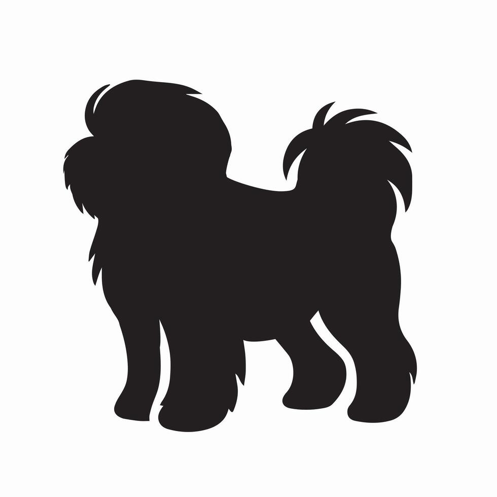 Dog Side view silhouette - Shih Tzu Dog silhouette - black dog illustration vector