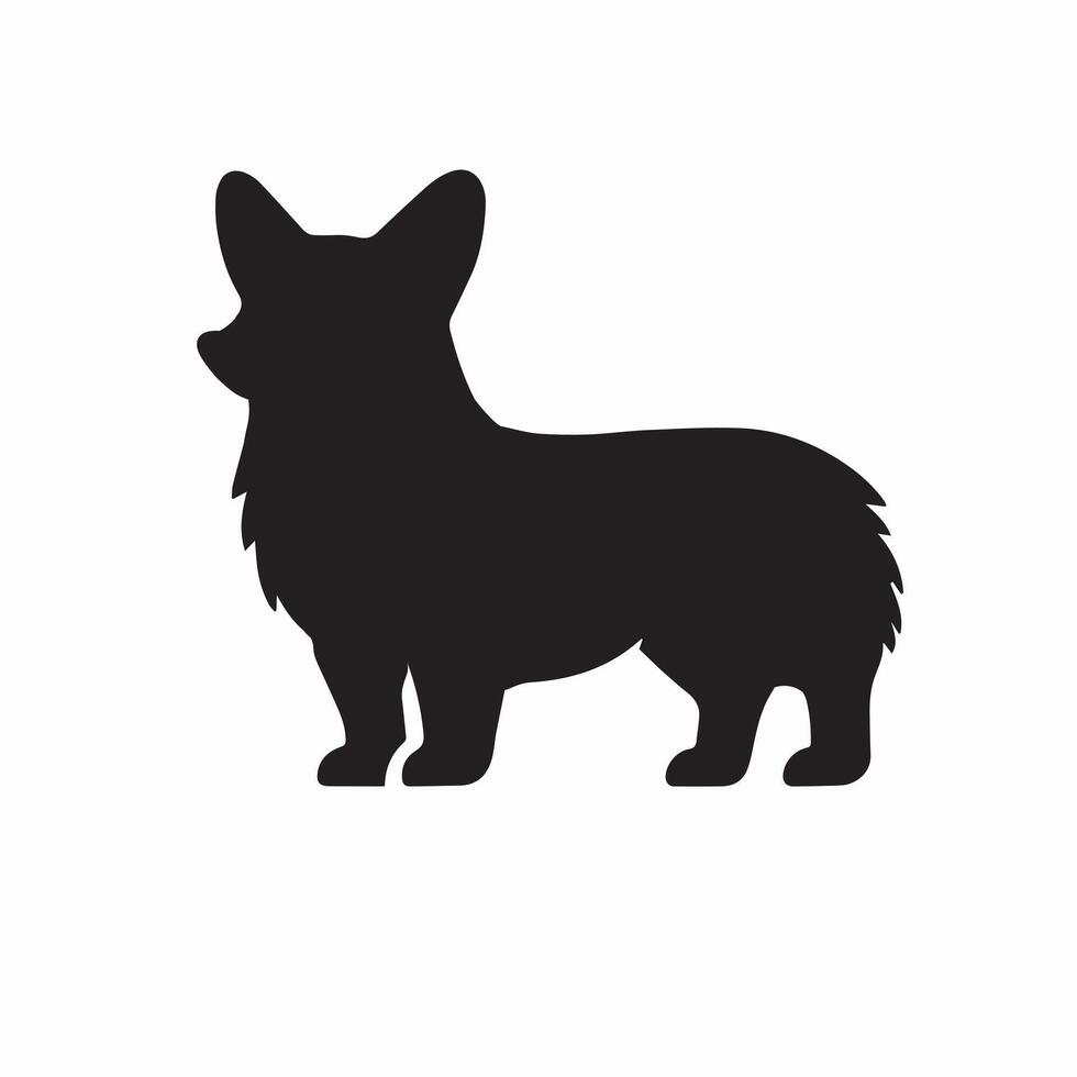 Dog Side view silhouette - Welsh Corgi Dog silhouette - black dog illustration vector