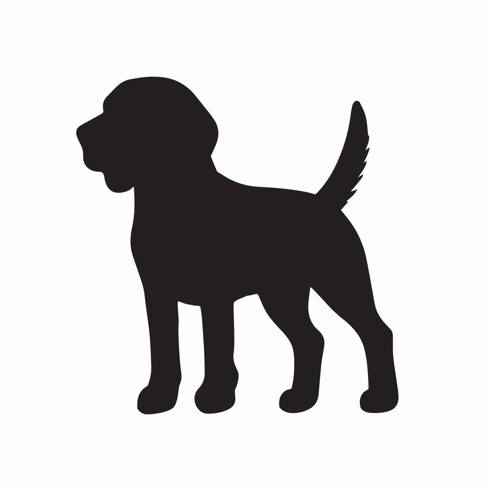 Dog Side view silhouette - Beagle Dog silhouette - black dog illustration vector