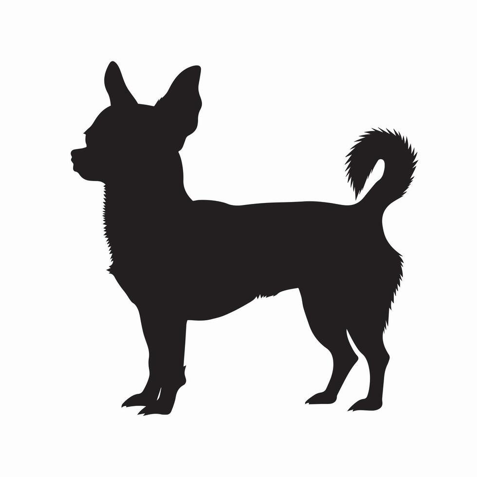 Dog Side view silhouette - Chihuahua Dog silhouette - black dog illustration vector
