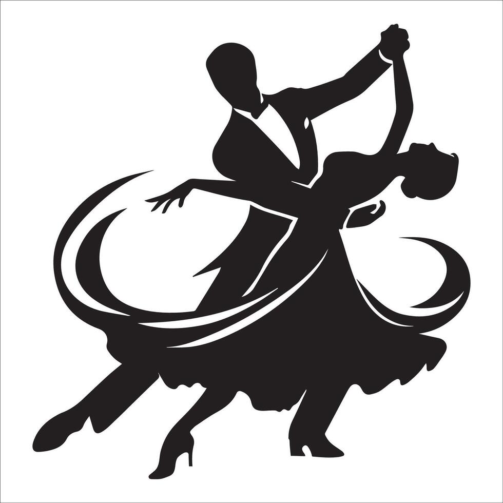 Natural Turn Viennese waltz dance silhouette - Ballroom dance Illustration in Black and White vector