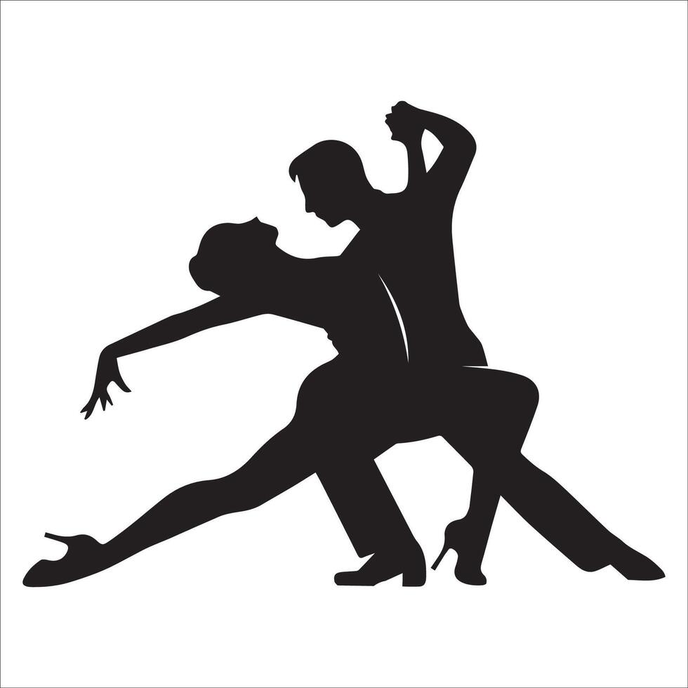 Contra Check Viennese waltz dance silhouette - Ballroom dance Illustration in Black and White vector