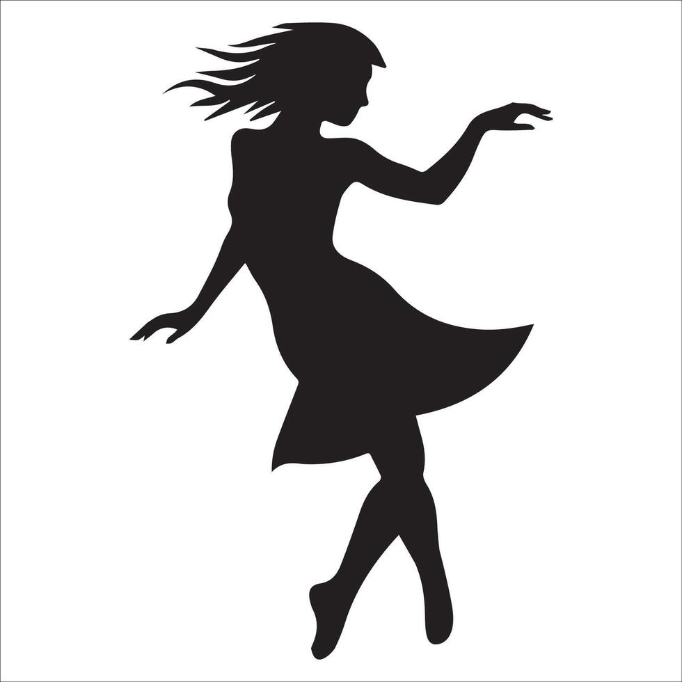 Zig-Zag Quickstep dance silhouette - Ballroom dance Illustration in Black and White vector