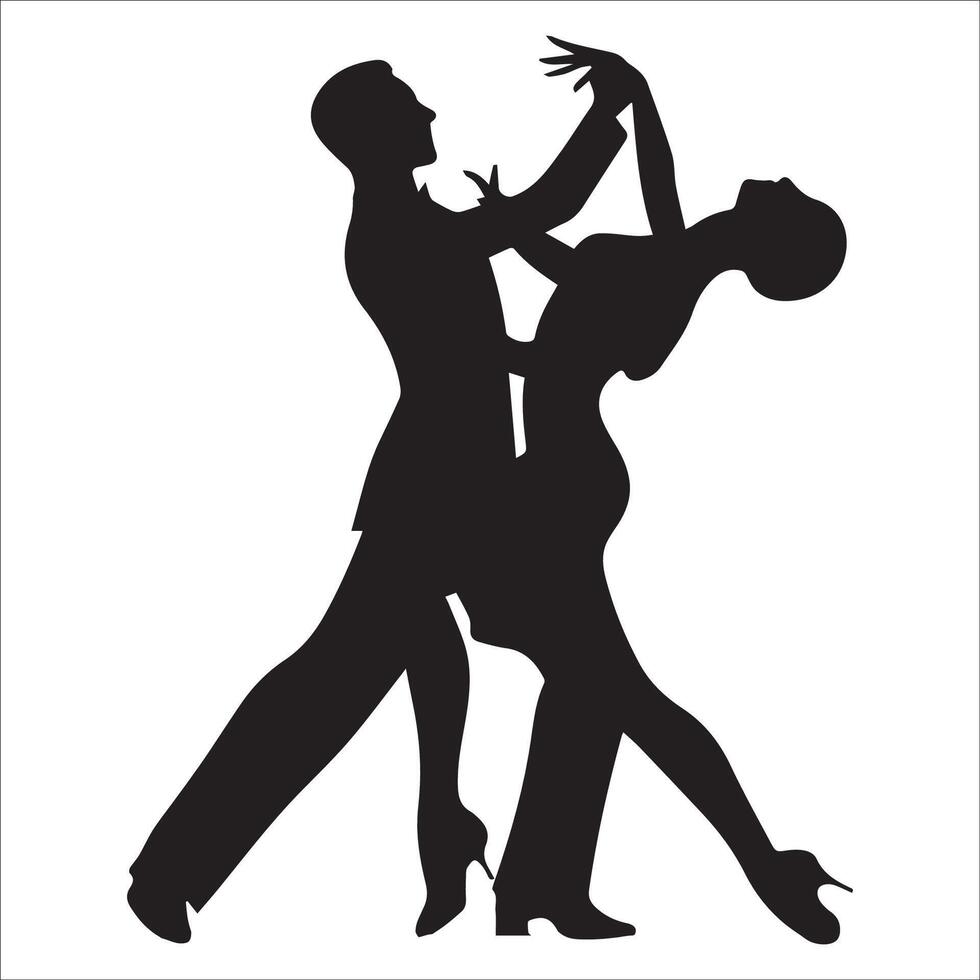 Reverse Turn Foxtrot dance silhouette - Ballroom dance Illustration vector