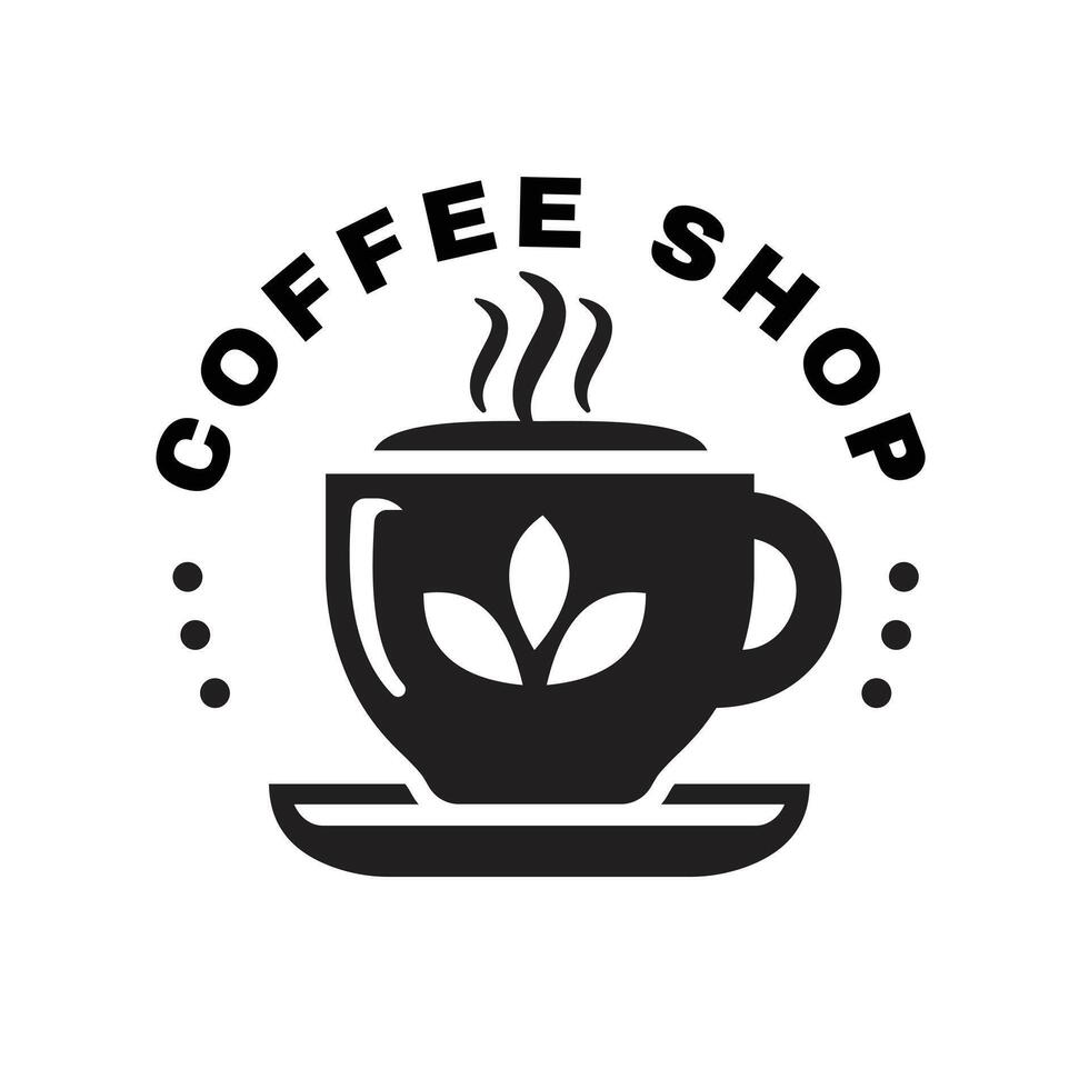 A coffee cup with a small saucer underneath, at the top of the cup represents hot smoke. The logo can be used for a retro vintage style restaurant vector