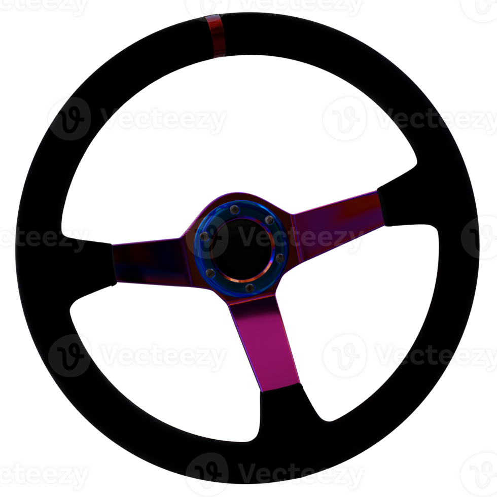 3d render steering wheel with transparent background png