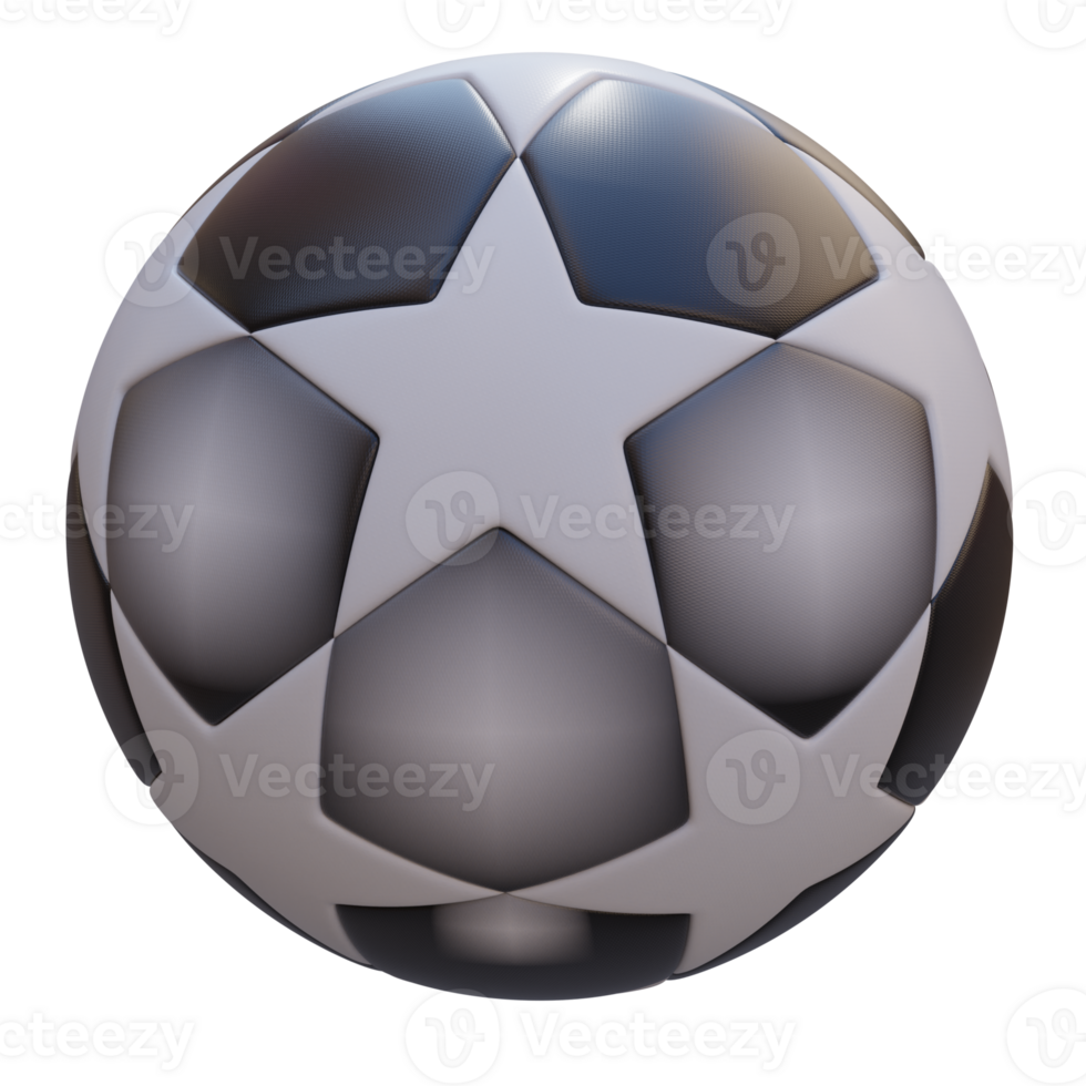 3d render stars soccer ball with transparent background png