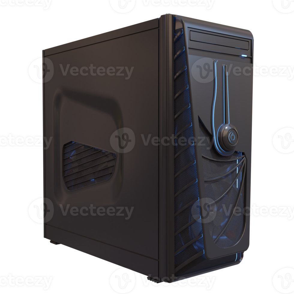 3d render gaming computer case cpu gamer with transparent background png