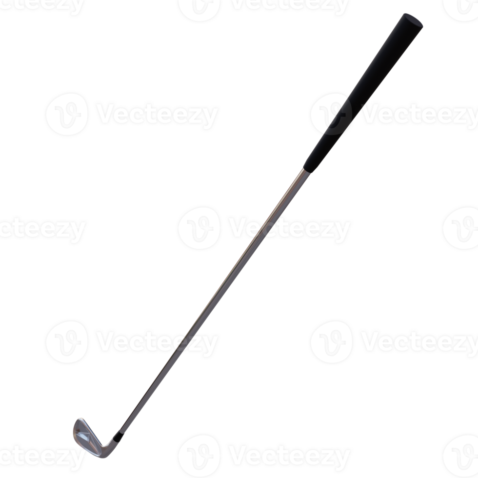 3d render metal golf bat with transparent background png