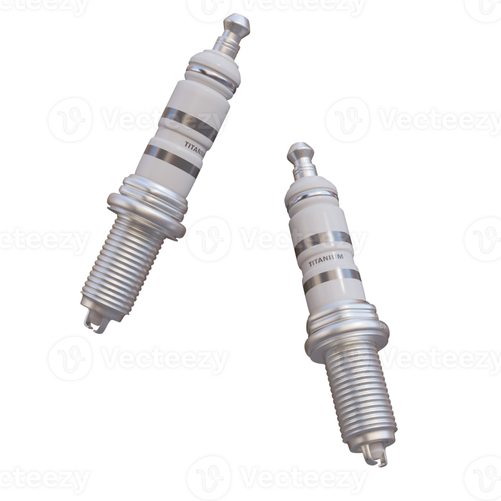 3d render spark plugs with transparent background png